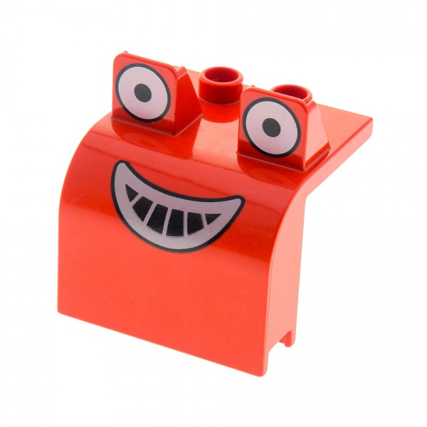 1 x Lego Duplo Bau Fahrzeug Front Gesicht Buddel rot Bob der Baumeister Figur Bulldozer Planierraupe Ersatzteil Muck gerader Blick 3274 40647pb02