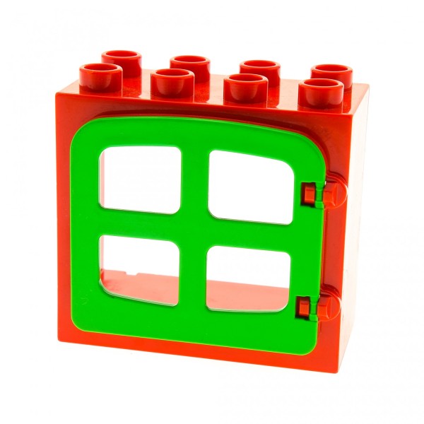1x Lego Duplo Fenster Rahmen klein 2x4x3 rot Tür 1x4x3 hell grün Clip 4809 2332b