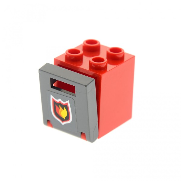 1x Lego Container Box rot 2x2x2 Tür dunkel grau Feuerwehr 4261628 4346pb20 4345