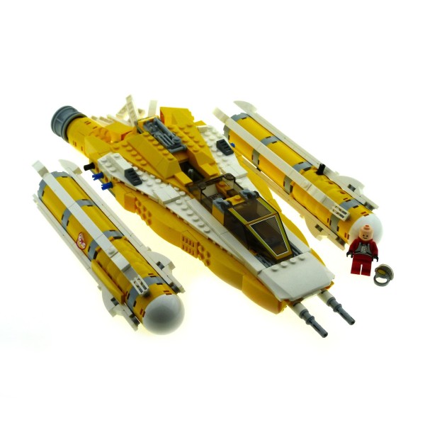 1 x Lego System Set Modell Nr. 8037 Star Wars Clone Wars weiß gelb Anakin's Y-wing Starfighter mit 1 Figur Rebel Pilot incomplete unvollständig 