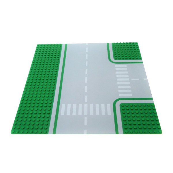 1x Lego Bau Platte 32x32 T Kreuzung grün grau Straße Zebrastreifen 30280 612p01