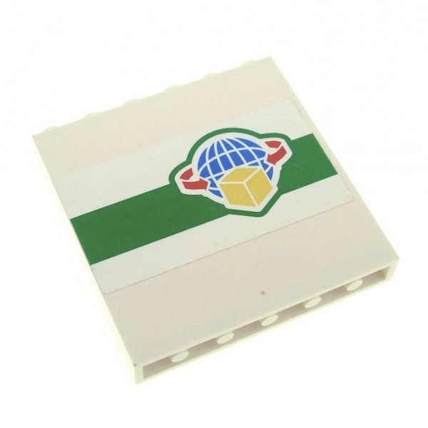 1x Lego Mauerteil weiß 1x6x5 Sticker Paket mit Planet grün Set 7733 59349pb006