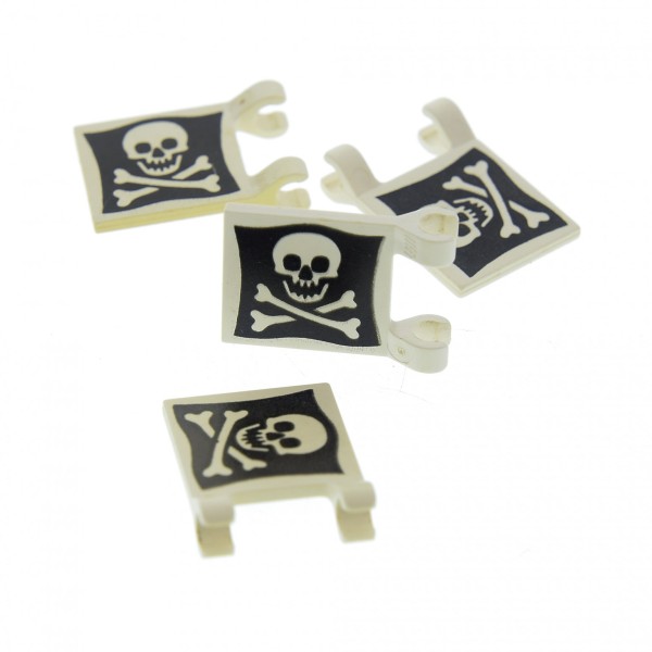 4x Lego Fahne 2x2 weiß schwarz Schädel Totenkopf Piraten Flagge 6286 2335p30