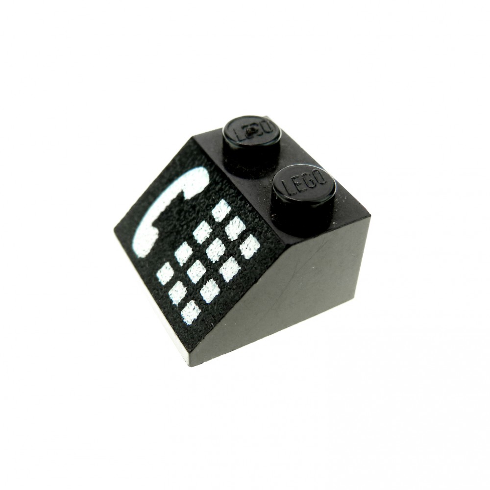 1 x Lego System Dachstein schwarz 45° 2x2 bedruckt Telefon Dachziegel 3039p12 