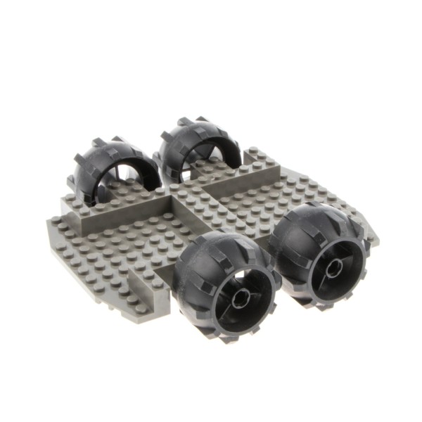 1x Lego Fahrgestell B-Ware abgenutzt dunkel grau 12x18 Räder schwarz 30324 30295