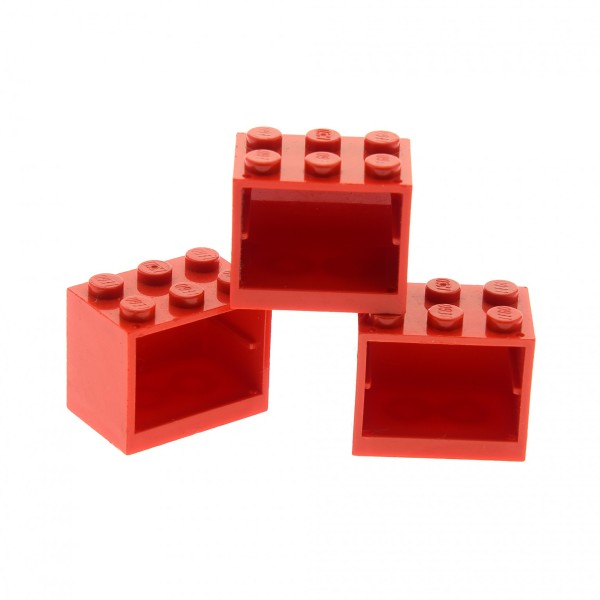 3x Lego Schrank Gehäuse rot 2x3x2 Box Container Kiste Noppen voll 4532a