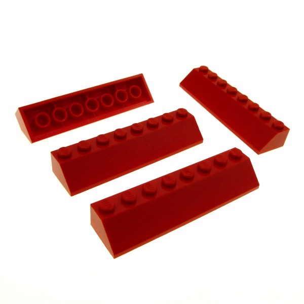 4x Lego Dachstein 2x8 B-Ware abgenutzt rot Dachziegel schräg Stein 4445