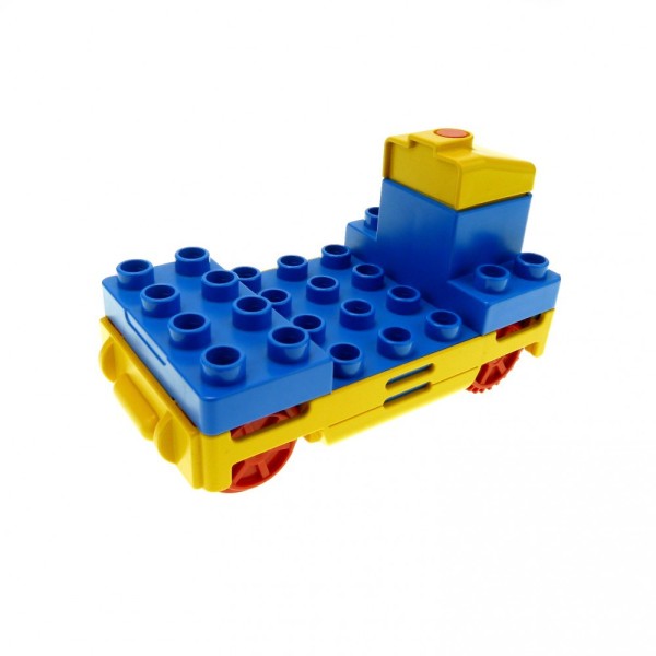 1x Lego Duplo elektrische Eisenbahn E-Lok blau gelb Rangier Lok geprüft 2961b