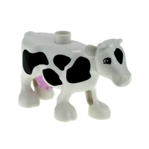 1x Lego Duplo Tier Kuh weiß schwarz Euter rosa Farm Bauernhof dupcow1c01pb01