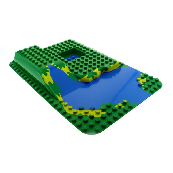 1x Lego Duplo 3D Bau Platte grün blau 24x16 Insel Wasserfall Dino 31073px1