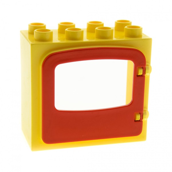 1 x Lego Duplo Haus Fenster Tür Rahmen light hell gelb angehobener Türumriss Clip Halter 2x4x3 Klappe Loch gross rot mit Clip 4247 2332b
