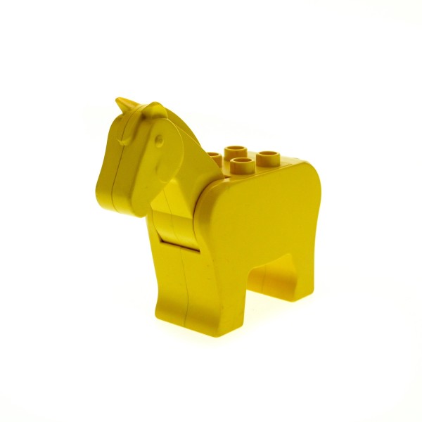 1x Lego Duplo Pferd gelb B-Ware abgenutzt Stute beweglich Bauernhof horse01c01