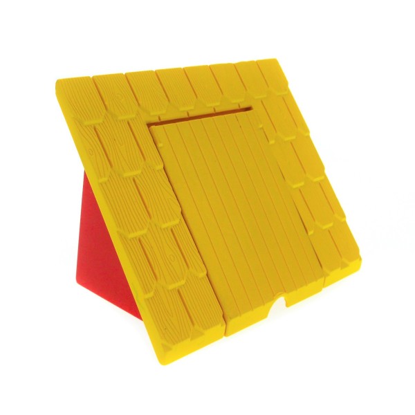 1x Lego Duplo Dach B-Ware abgenutzt groß 8x4x4 rot gelb Tür Haus 4814 4812c01