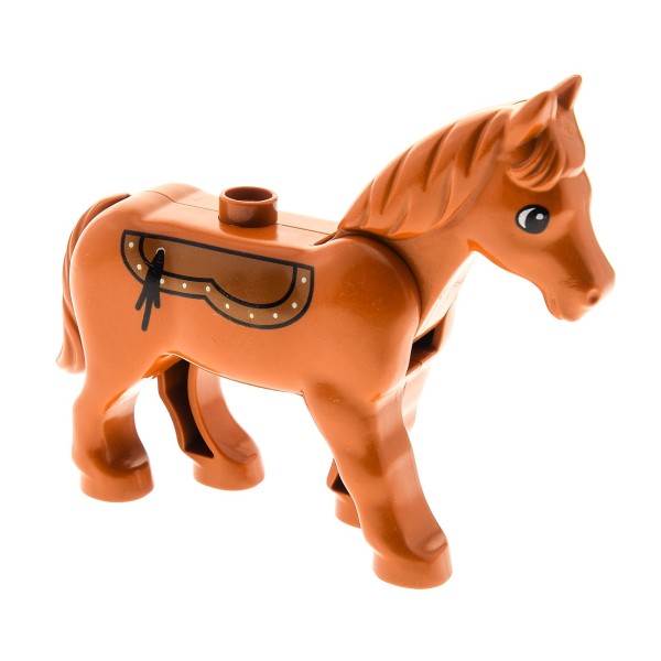 1x Lego Duplo Tier Pferd dunkel orange bedruckt Stute Hengst groß horse02c01pb02