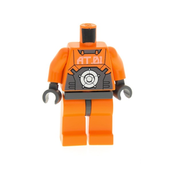 1 x Lego System Figur Torso Oberkörper Mann Exo-Force Ryo Torso orange bedruckt mit 'AT.01' für Figur exf007 7706 7709 7708 970c04 973pb0407c01