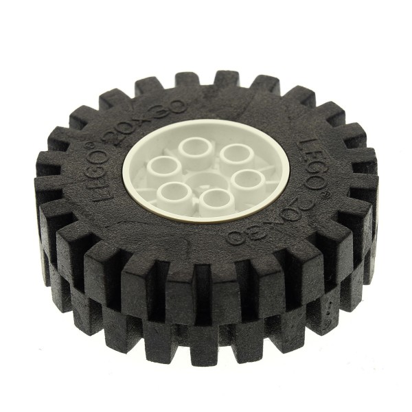 1x Lego Technic Rad B-Ware abgenutzt 20x30 Reifen schwarz Felge weiß 4266c02