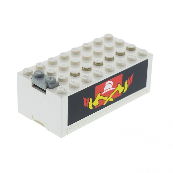 1x Lego Electric Batteriekasten weiß Feuerwehr Logo Block geprüft 4760c01pb04
