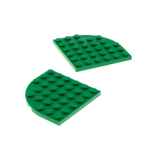 2x Lego Bau Platte Ecke rund 6x6 grün 6021999 600328 4240403 6003