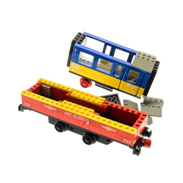 1 x Lego System Teile Set Modell 727 12 Volt Elektrische Eisenbahn 12V Locomotive 7710 Push-Along Passenger Steam Train Waggon vergilbt incomplete unvollständig 