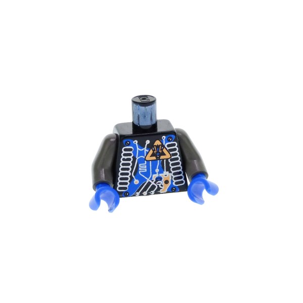 1 x Lego System Torso Oberkörper Figur Space Insectoids schwarz blaues X silber 