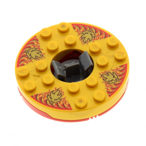 1 x Lego System Ninjago Spinner rund gewölbt 6x6 rot perl gold Flammen Gesicht Element Feuer mit Gleitstein Set 2254 2518 bb493c04pb01