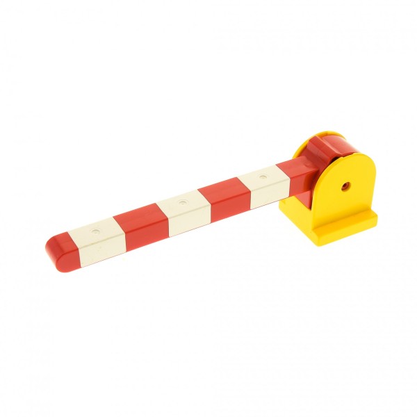 1x Lego Duplo Eisenbahn Schranke 2x9x2 rot weiß Hebel kurz Halter gelb 6405c02