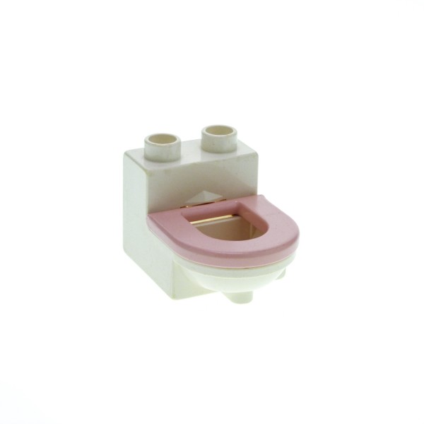 1x Lego Duplo Möbel Toilette B-Ware abgenutzt weiß WC Deckel Sitz rosa 4911c03