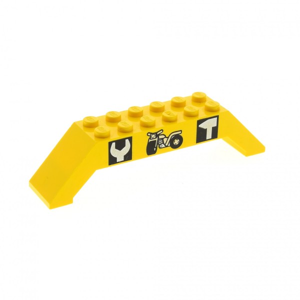 1x Lego Bogenstein 45° 10x2x2 gelb bedruckt Werkzeug Motorrad 6426 30180pb02
