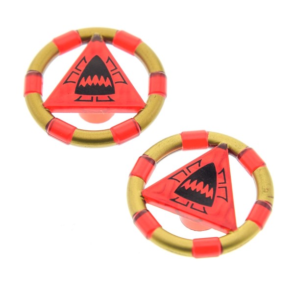 2 x Lego System Ring transparent rot gold Triangel Symbol Hai Maul Atlantis Schatz Schlüssel 8078 8058 30040 8080 87748pb03