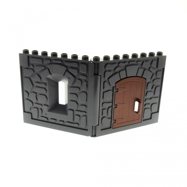 1x Lego Duplo Wand Element neu-dunkel grau Tür Ritter Burg 51288 51695 51697