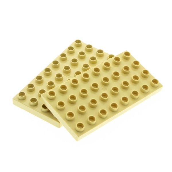 2x Lego Duplo Bau Platte beige 4x8 Noppen 3771 5608 6156 4255196 10199 4672