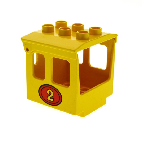1 x Lego Duplo Aufsatz Zug gelb 3 x 3 x 3 Kabine Führerhaus mit Nr. 2 Dach gelb Lok Eisenbahn Zahlen Schiebe Zug Lok 4543 4544pb02