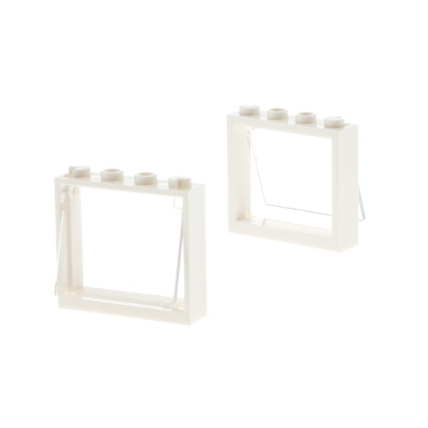 2x Lego Fenster Rahmen 1x4x3 weiß Scheibe transparent Klappfenster 60603 60594