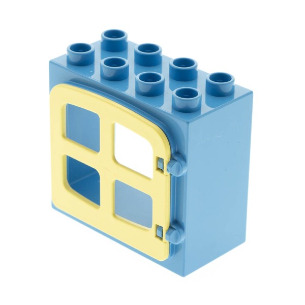 1x Lego Duplo Fenster Tür hell blau 2x4x3 4 Scheiben rund hell gelb 4809 2332b