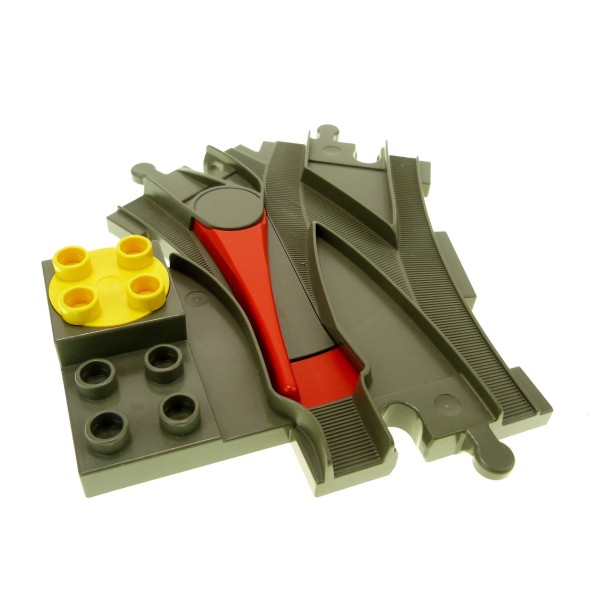 1x Lego Duplo Weiche alt-dunkel grau B-Ware abgenutzt Schiene E-Lok Zug 6379c01