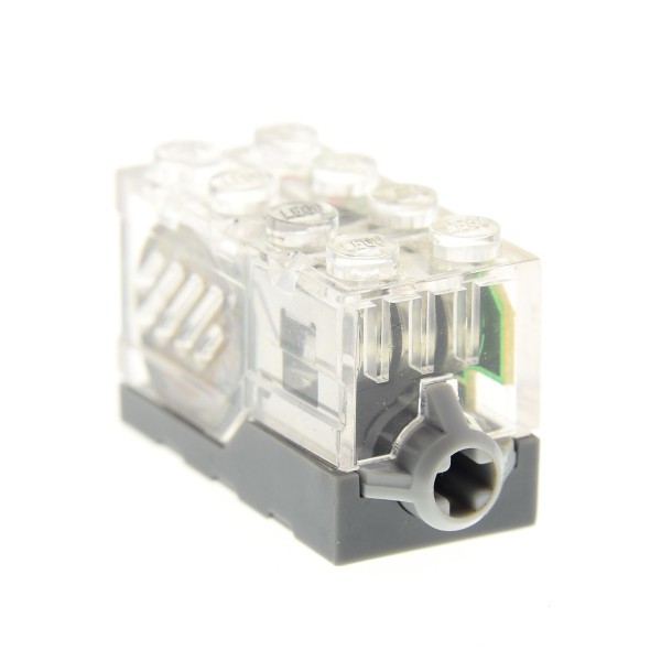 1 x Lego System Electric Sound & Light Modul Stein transparent weiss 2x4x2 neu-dunkel grau Motorrad Motor Geräusch geprüft Set 4893 55206c01