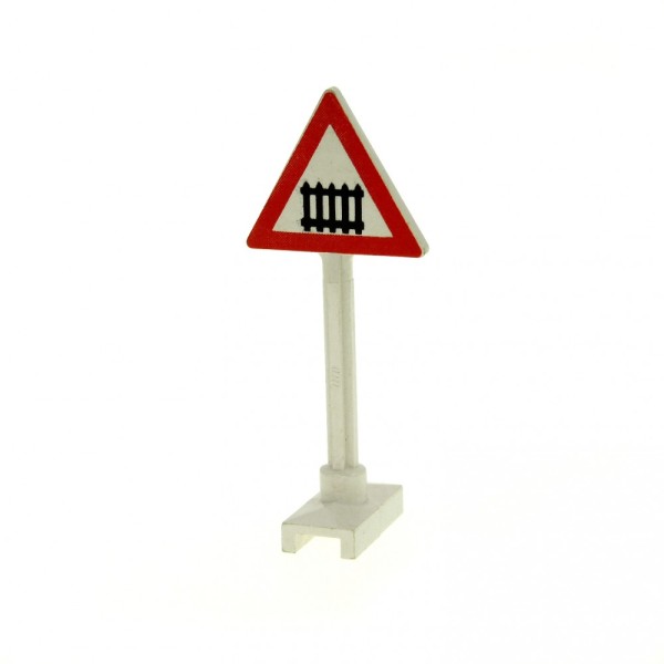 1x Lego Verkehrs Straßen Schild Dreieck rot weiß City Zeichen Zaun groß 649p01