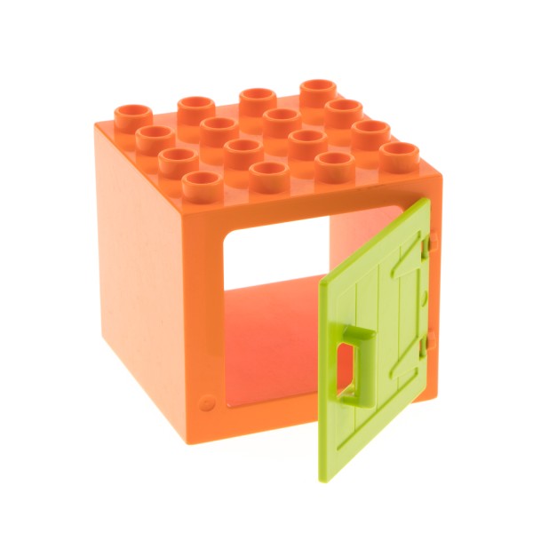 1x Lego Duplo Fenster Tür orange 4x4x3 Holztor Griff lime hell grün 87653 11345