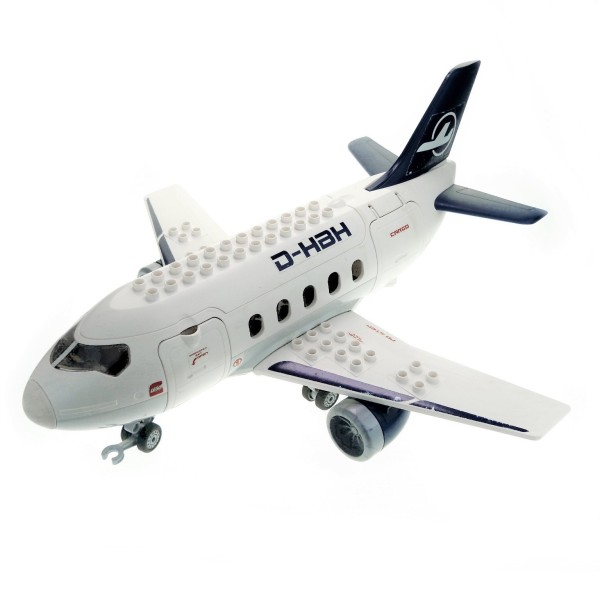 1 x Lego Duplo Jumbo Jet Flieger B-Ware abgenutzt weiß Flugzeug 52914 52917c01