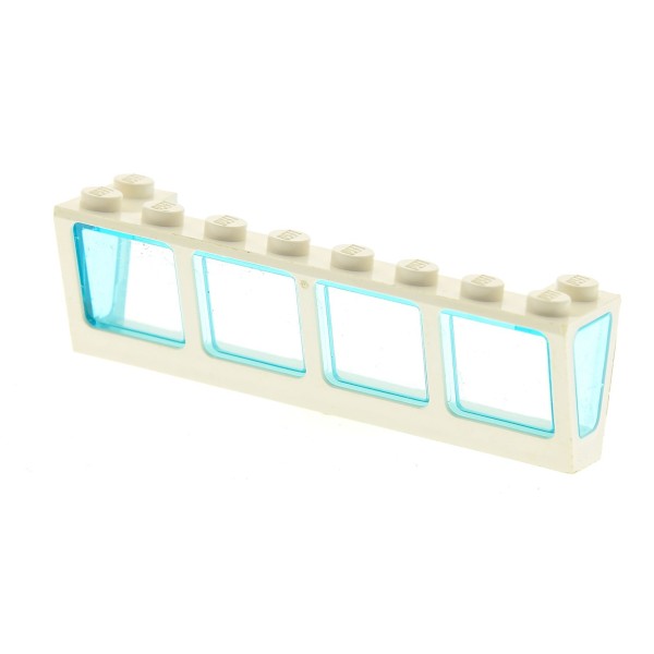 1x Lego Fenster Rahmen creme weiß 2x8x2 Scheibe transparent hell blau 2634c02