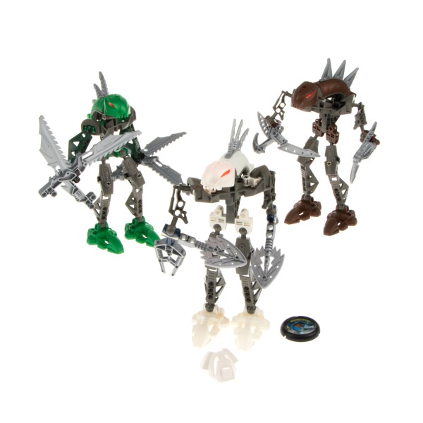 1x Lego Bionicle Figuren Set Rahkshi 8587 braun 8588 weiß 8589 grün unvollständig