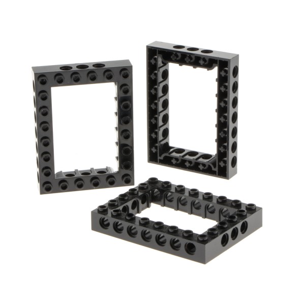 3x Lego Technic Bau Stein Rahmen 6x8 schwarz Lochbalken 1680 40345 32532