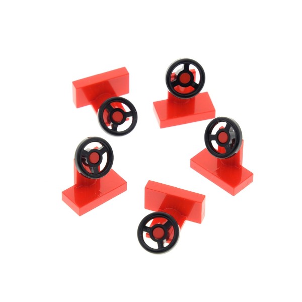 5x Lego Lenkrad rot 1x2 klein Lenkstand Steuer Rad 6539 9354 9552 3829c01