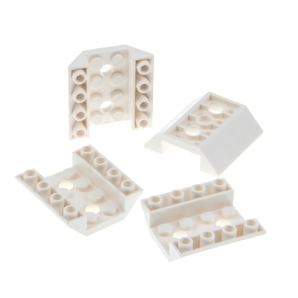 4x Lego Dach Stein 45° 4x4x1 weiß negativ schräg Rumpf 2 Löcher 4658973 72454