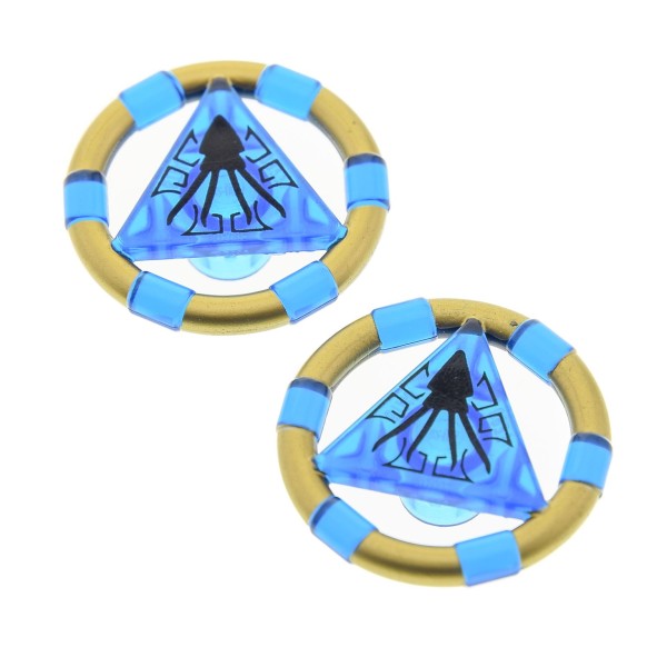 2x Lego Ring blau Symbol Tintenfisch Atlantis Schatz Schlüssel 8061 87748pb04
