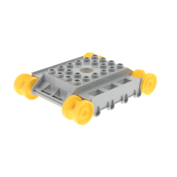 1x Lego Duplo Fahrzeug Bagger Fahrgestell 8x9x2 grau Räder gelb 4986 59352c01 
