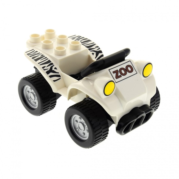 1x Lego Duplo Fahrzeug B-Ware abgenutzt Auto Quad weiß Zoo 54007c03 54005pb04