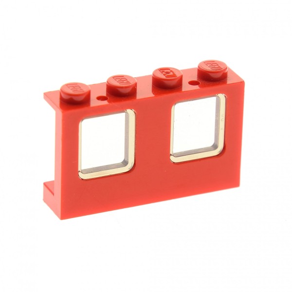 1 x Lego System Fenster rot transparent schwarz 1 x 4 x 2 Zug Eisenbahn Flugzeug doppel Fenster Glas Waggon Rahmen 4862 4863