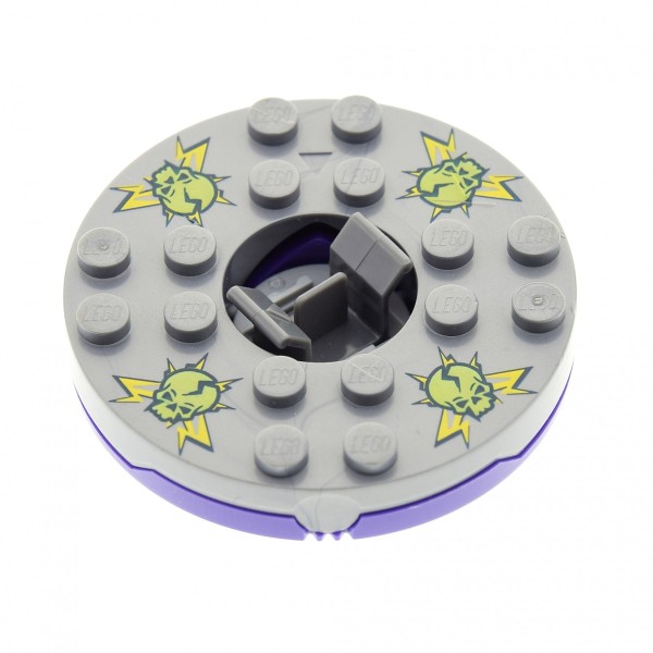 1 x Lego System Ninjago Spinner rund gewölbt 6x6 flat silber grau violette Totenkopf Glow in the Dark Drehscheibe mit Gleitstein Set 2173 4613401 bb493c07pb01