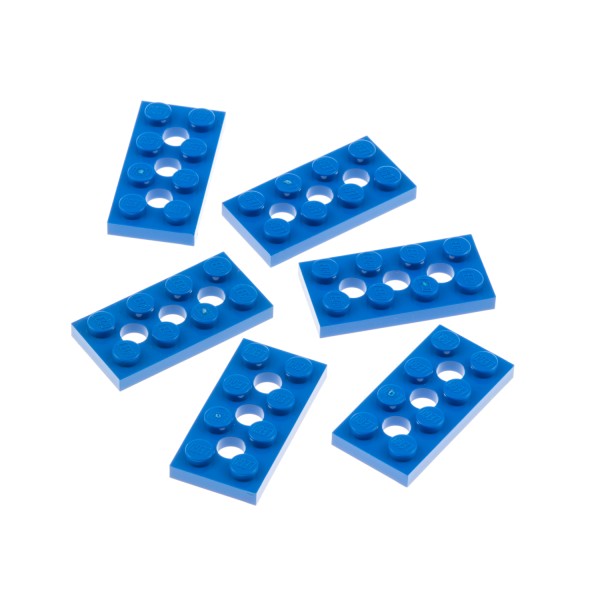6x Lego Technic Bau Platte Leiste 2x4 blau mit 3 Löchern Set 7664 75192 3709b